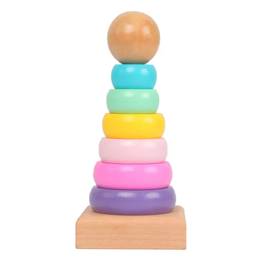 RainbowTops | Vorm & kleur ontdekken - Houten stapeltoren