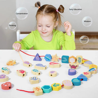 LaceZoo | Combineer spel en educatie - Houten rijgspelset