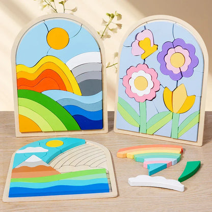 Rainbowlogic | Kleurrijk Stapelen En Puzzelen - Houten Puzzelblokken