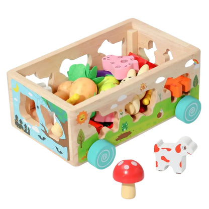 Barnsort | Vormen En Kleuren Herkennen - Houten Sorteerwagen