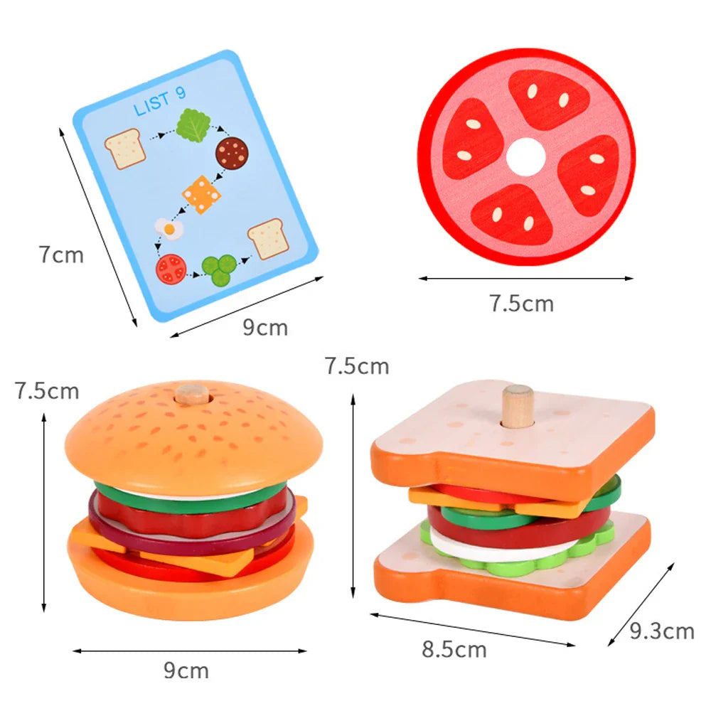 Stacksnack | Bouw Je Eigen Burger - Houten Stapelspeelgoed