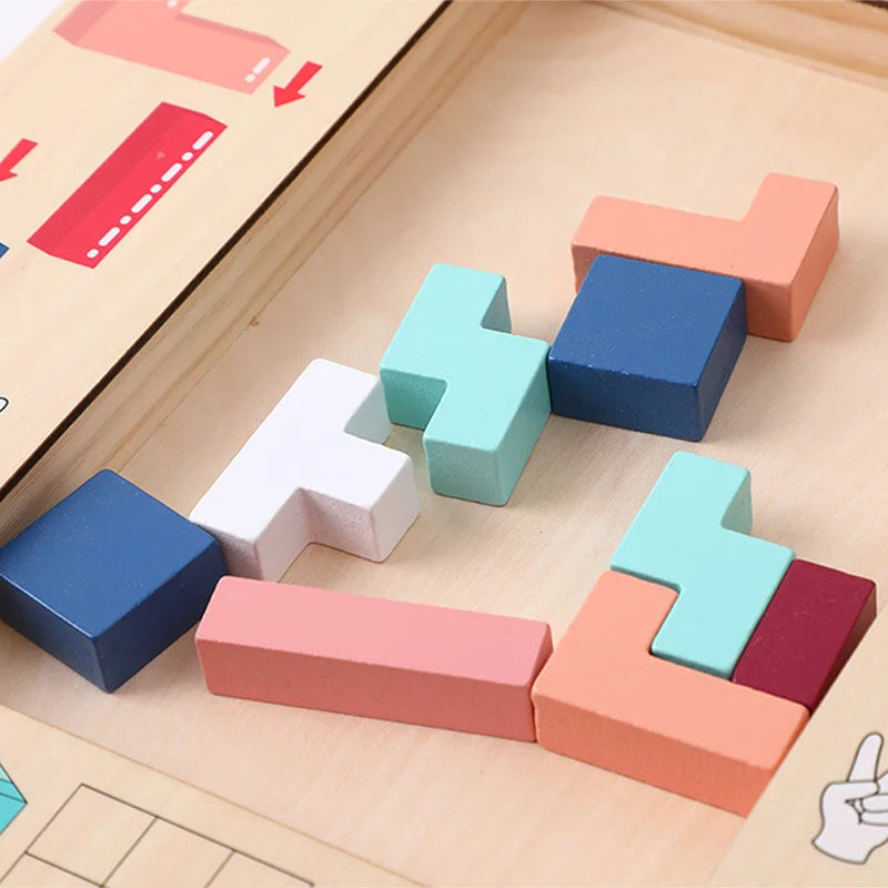 Tetrastack | Spelenderwijs Logisch Denken - Houten Puzzelspel