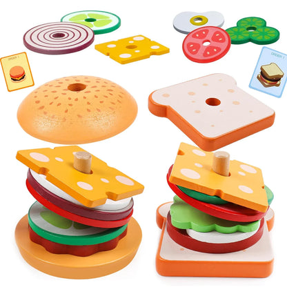 Stacksnack | Bouw Je Eigen Burger - Houten Stapelspeelgoed