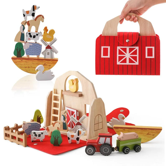 Farmfun | Bouw En Speel Met Dieren - Houten Boerderij Speelset