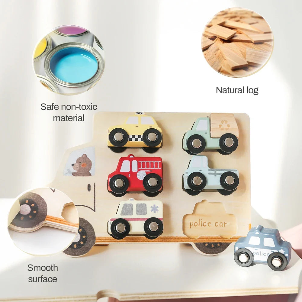 Puzzlecars | Ontdek En Leer Met Puzzelstukken - Houten Puzzel