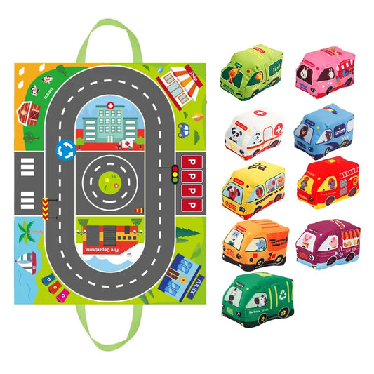 Drivetown | Speelkleed Met Voertuigen - Autospeelmat