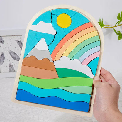 Rainbowlogic | Kleurrijk Stapelen En Puzzelen - Houten Puzzelblokken