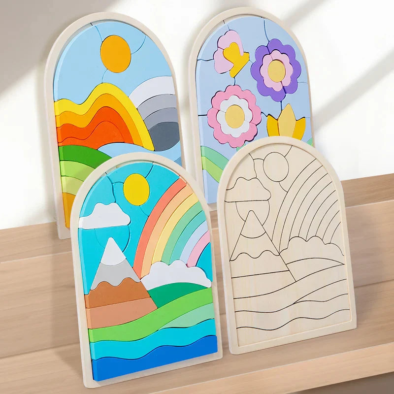 Rainbowlogic | Kleurrijk Stapelen En Puzzelen - Houten Puzzelblokken