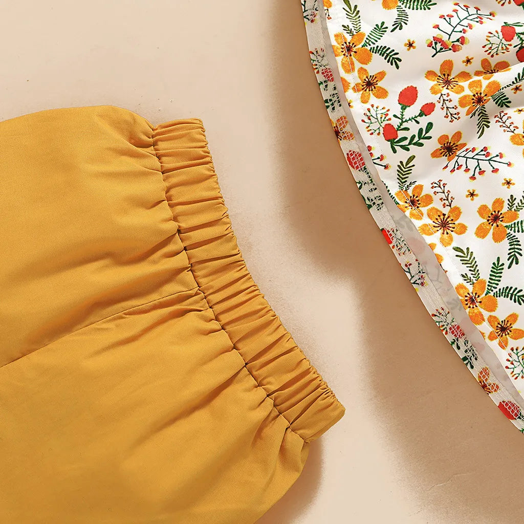 Littlelooks | Bloemenprint Jurk Met Broekje - Meisjes Zomersetje