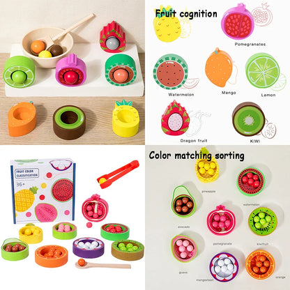 ClipCritters | Vormen & fruit – Houten sorteerspel