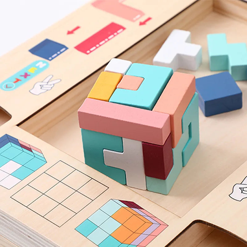 Tetrastack | Spelenderwijs Logisch Denken - Houten Puzzelspel