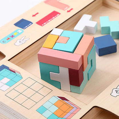 Tetrastack | Spelenderwijs Logisch Denken - Houten Puzzelspel