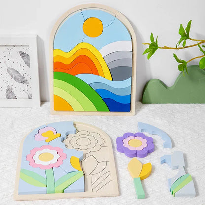 Rainbowlogic | Kleurrijk Stapelen En Puzzelen - Houten Puzzelblokken