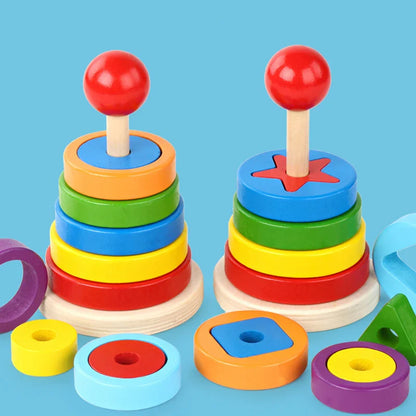 Rainbowstack | Kleurrijk Stapelplezier - Houten Stapelspeelgoed
