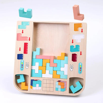 Tetrastack | Spelenderwijs Logisch Denken - Houten Puzzelspel