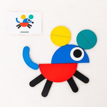 Shapetiles | Bouw Kleurrijke Figuren - Houten Puzzelset