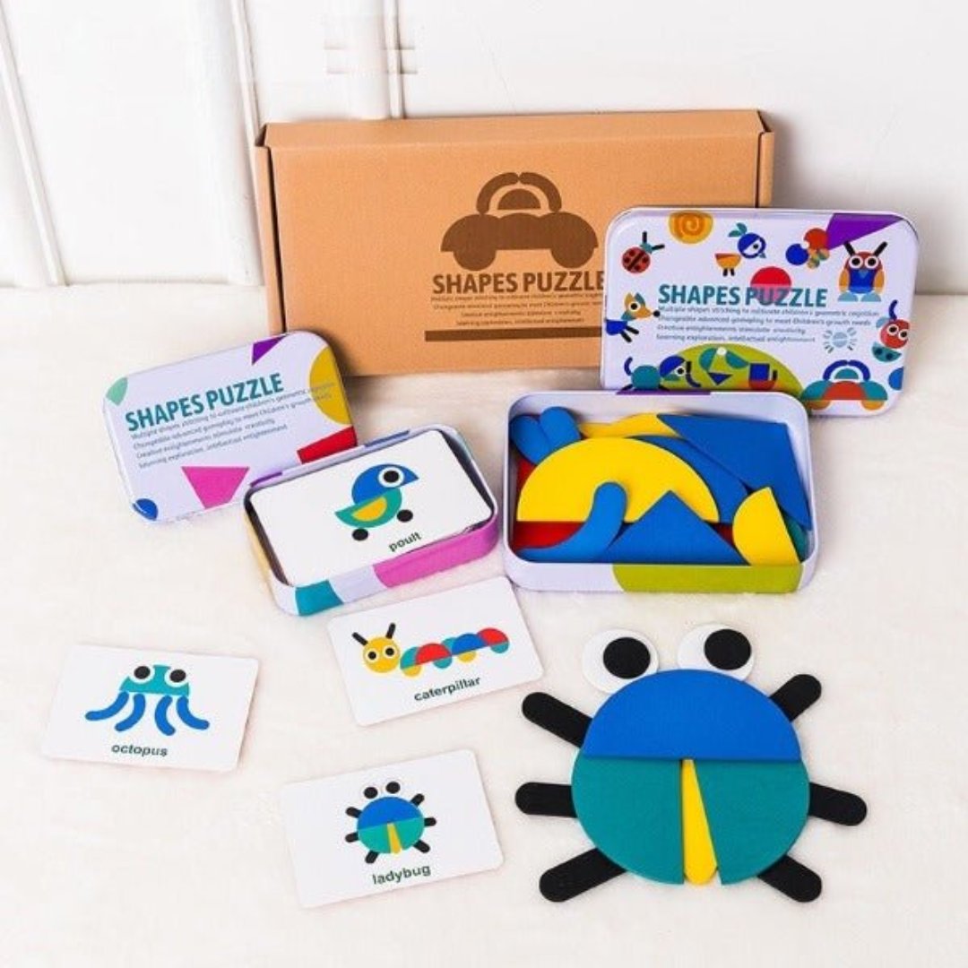 Shapetiles | Bouw Kleurrijke Figuren - Houten Puzzelset