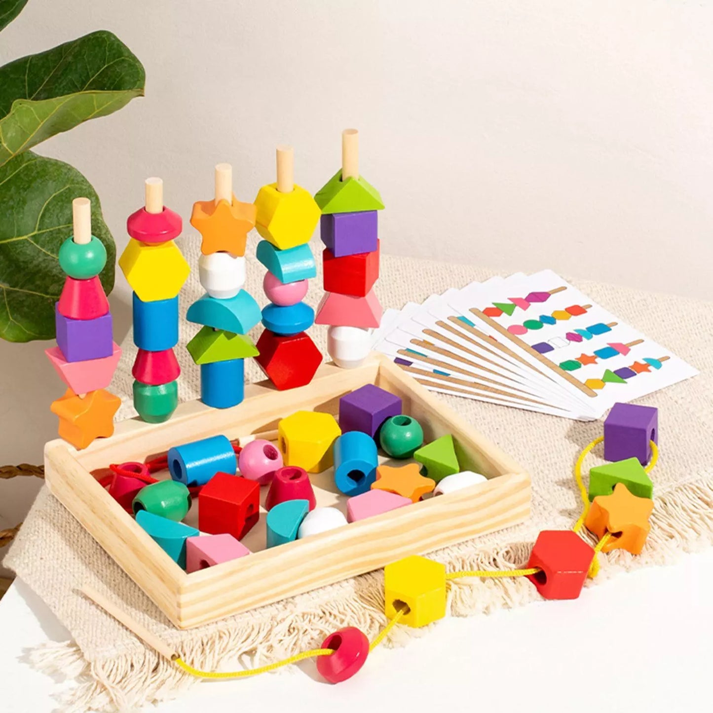 Shapestacker | Stapel En Leer Vormen - Houten Puzzelspel